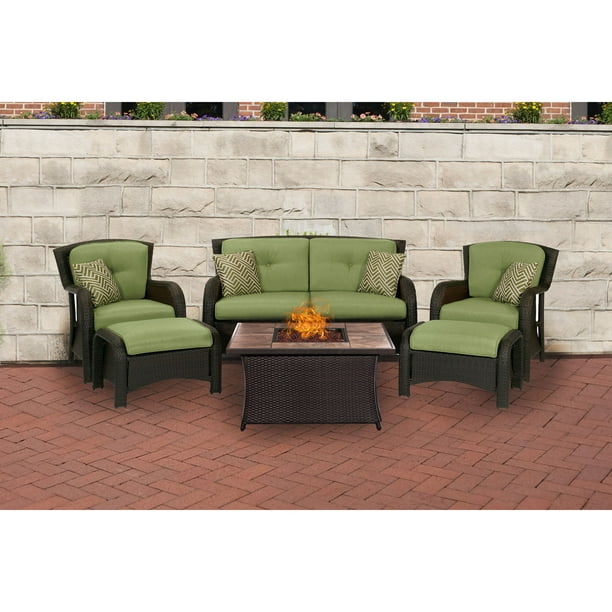 Hanover Strathmere 6 Piece Fire Pit, Wayfair Outdoor Patio Sets With Fire Pit