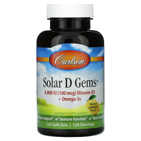 Carlson Solar D Gems - Lemon 4,000 Iu (100 mcg) 120 Sgels
