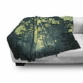 thumbnail image 3 of Nature Soft Flannel Fleece Throw Blanket, Mist Forest Scenery with Tree Tops at Sunset Hazy Woodland Rural Landscape, Cozy Plush for Indoor and Outdoor Use, 60" x 80", Hunter and Green, by Ambesonne, 3 of 6