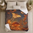 thumbnail image 5 of Luminous Moth Glowing Mushroom Fantasy Forest Scene Enchanting, Peaceful Woodland Scene, Warm Flannel Blanket for Cabin and Lodge, Garden Lovers Thanksgiving Gift, Fantasy Home Decor, 5 of 9