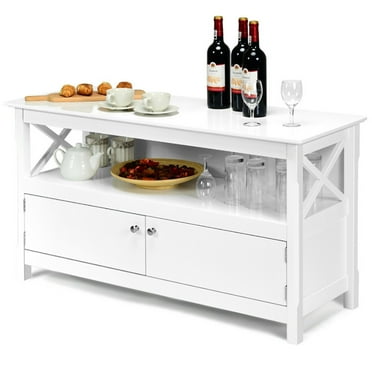 GVN 44 Inch Wooden Storage Cabinet TV Stand-White
