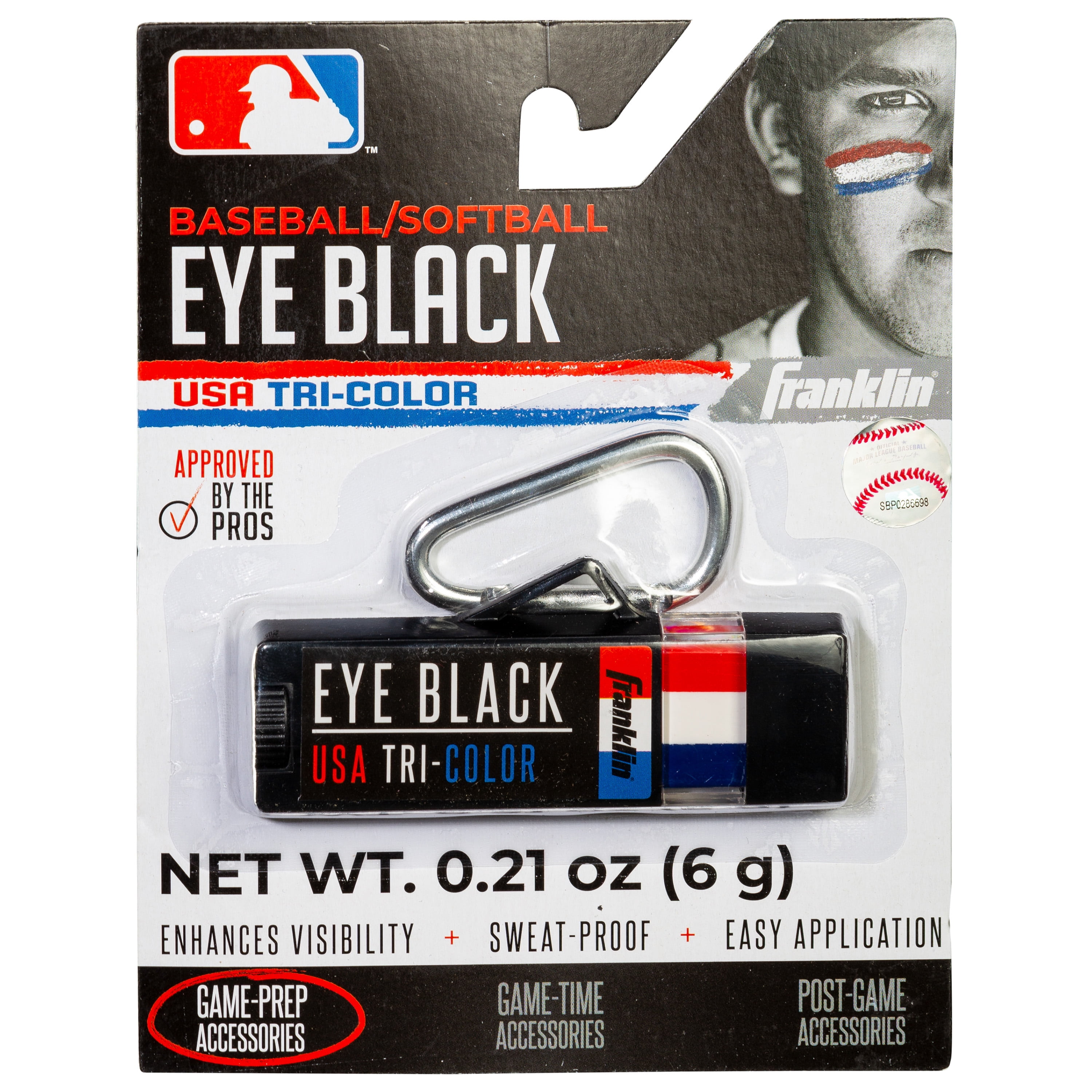 Franklin Sports MLB Eye Black - Glare Reduction Eye Black For All Athletes - Red, White & Blue