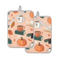 thumbnail image 7 of Yayeee Pot Holders Kitchen Heat Resistant with Pocket 7"x9.8" Cotton Oven Cooking Hot Pads, Pink Fall Coffee, 7 of 7
