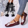 thumbnail image 5 of Women's Fashion Mary Jane Flats Square Toe with Bow Detail and Adjustable Buckle Strap Comfortable Casual Ballet Shoes Red 5.5, 5 of 7