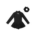 thumbnail image 3 of Xnihocha Kids Girls Long Sleeve Figure Ice Skating Dress Ballet Dance Tutu Dress with Hair Scrunchie Black 12, 3 of 6