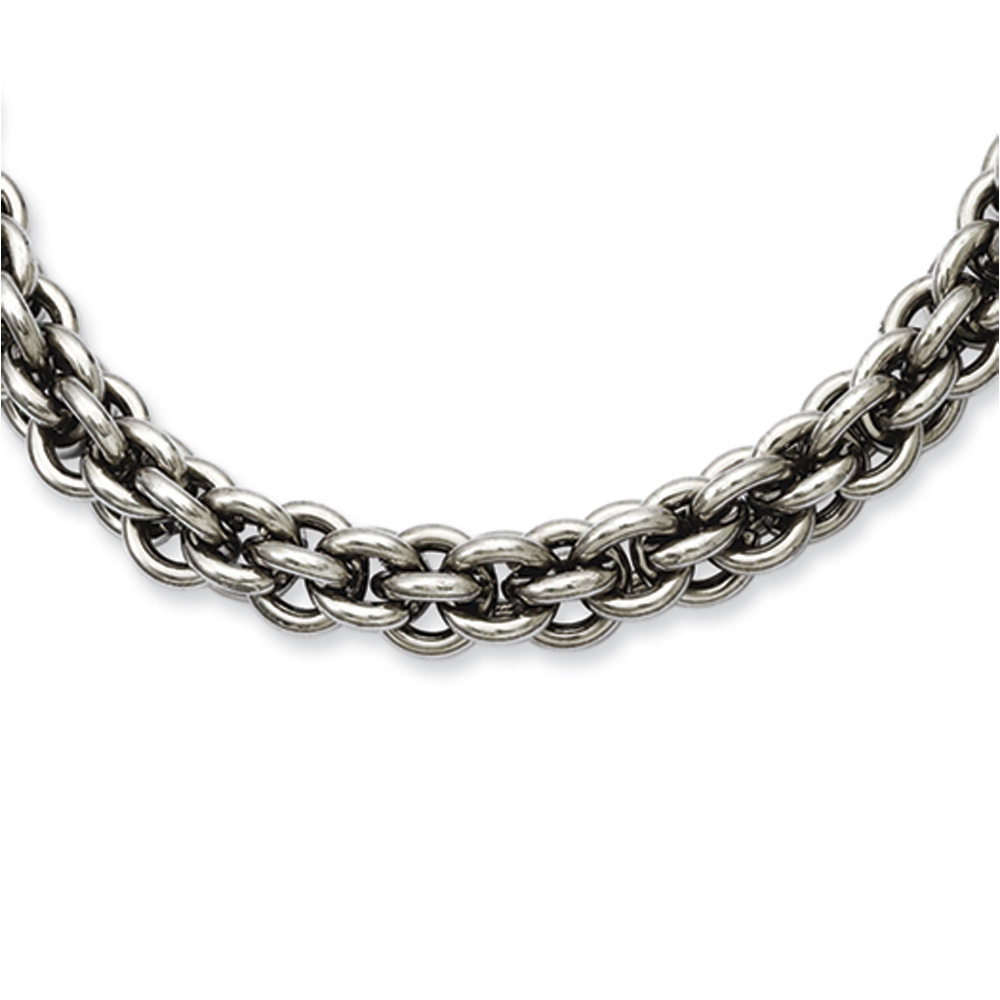 Men's Stainless Steel 7mm Double Oval Link Chain Necklace 22 Inch