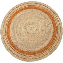 Jaipur Art And Craft Handmade Indian Jute Rug Round Beige Area Carpet Decorative Rug Striped Pattern (2x2 Sq Ft)