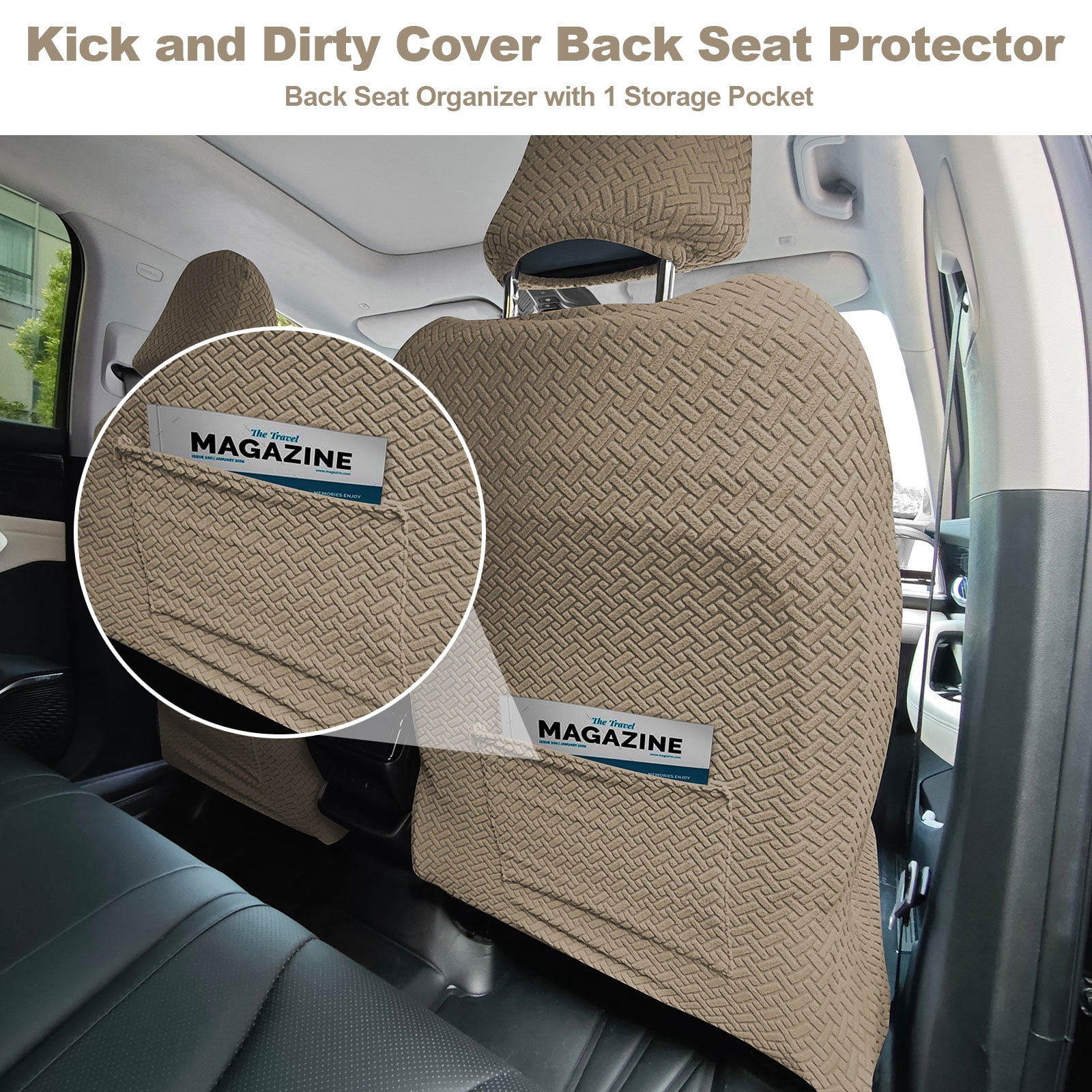 Eurhowing Universal Car Seat Covers, Non-Slip Front Car Seat Covers Set of 2, Breathable Jacquard Auto Seat Protectors for Cars SUV Sedan Truck, Beige