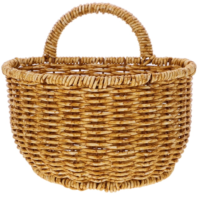 Milisten Hand Woven Storage Basket Household Sundries Container Imitation Rattan Storage Holder