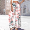 thumbnail image 6 of TRUBKH boho pants for women High Waist Wide Leg Pants Floral Solid Long Palazzo Pants Womens Casual High Waist Pant 2025 Beach Vacation Outfits womens hiking pants womens sweatpants Watermelon Red S, 6 of 7