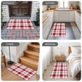 thumbnail image 5 of Red Checkered Door Mat Indoor Outdoor, Red White Plaid Farmhouse Non Slip Welcome Mat with Rubber Backing, Absorbent Fabric Front Door Mats Entryway Rug for Home Patio Entrance 20"x31.5", 5 of 8