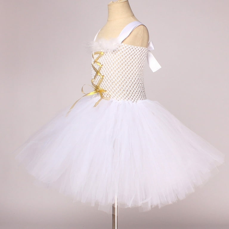 4/July Girls' Dresses White Long Angel Dress Stage Fairy Dress Sweet  Jumpsuit Casual Trendy Comfortable Loose Cute Dress - Walmart.com