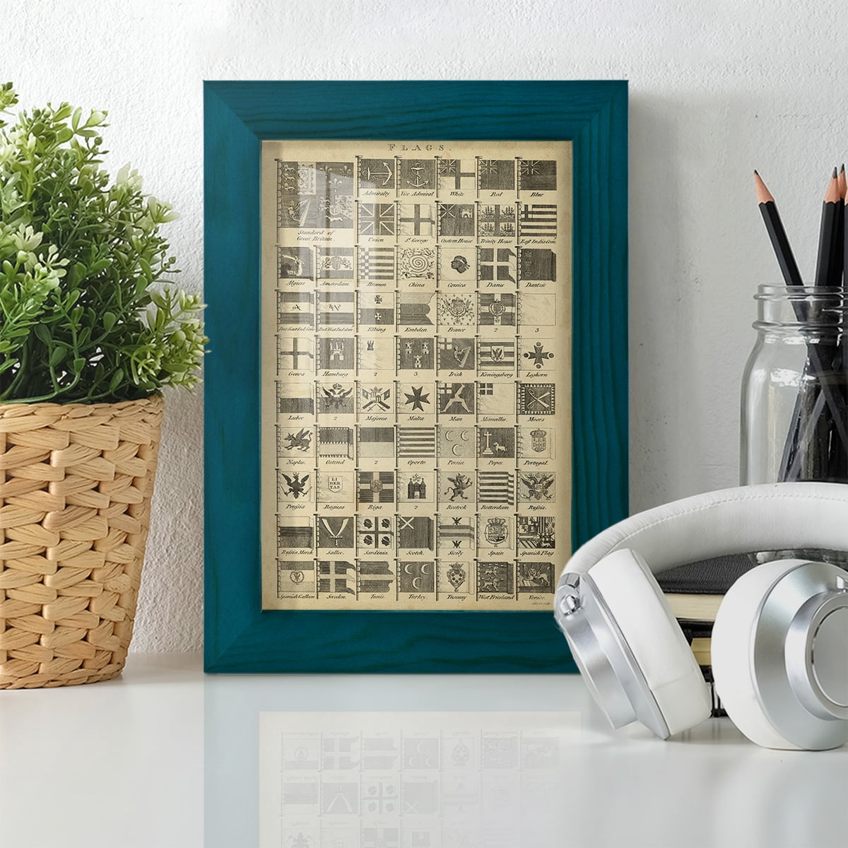 Encyclopediae VII -Framed Print w/glass-Ocean Blue