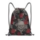 thumbnail image 1 of Fotbe Skull and Red Roses Bolsa Mochila con Cordón Estampada, Bolsa de Gimnasio Deportiva, Bolsa Cinch, Bolsa con Cordón para Hombres y Mujeres-Medium, 1 of 6