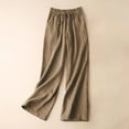 thumbnail image 2 of VEKDONE Womens Linen Long Pants Khaki M, 2 of 5