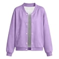 thumbnail image 5 of YUANxueke Boys Girls Fleece Lined Varsity Jackets Fashion Button Down Warm Baseball Jackets with Pockets,Purple,8-9 Years, 5 of 5