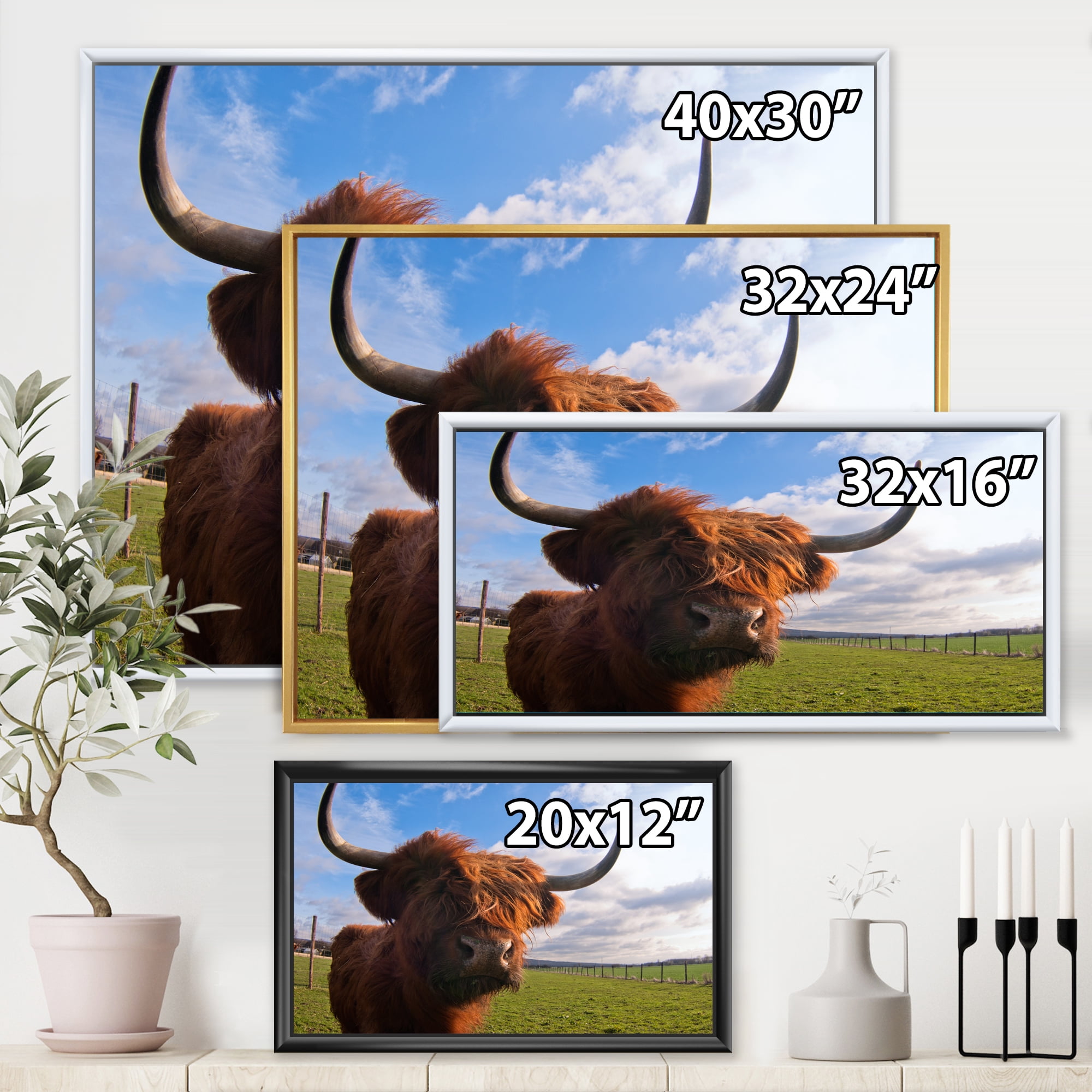 Close Up Portrait Of A Yak 40 in x 30 in Framed Photography Canvas Art Print, by Designart