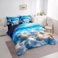 thumbnail image 2 of Feelyou Beach Sea Life Bedding Comforter Set for Kids Boys Girls, Tropical Coastal Animal Full Bedding Set, Blue, Blue Reversible, 7-Piece, 2 of 7