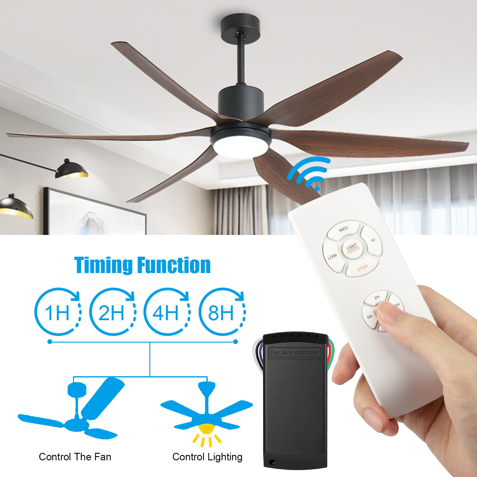 Universal Ceiling Fan Lamp Remote Controller Kit Eeekit Timing Wireless For Home Restaurant Office Hotel The Club Display Hall Garage Com - How To Control Ceiling Fan With Remote