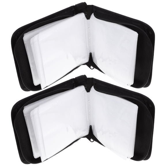 WHAMVOX HOMEMAXS 2Pcs 40 Capacity Travel DVD Case with Protective Zipper for Car Storage Wallet