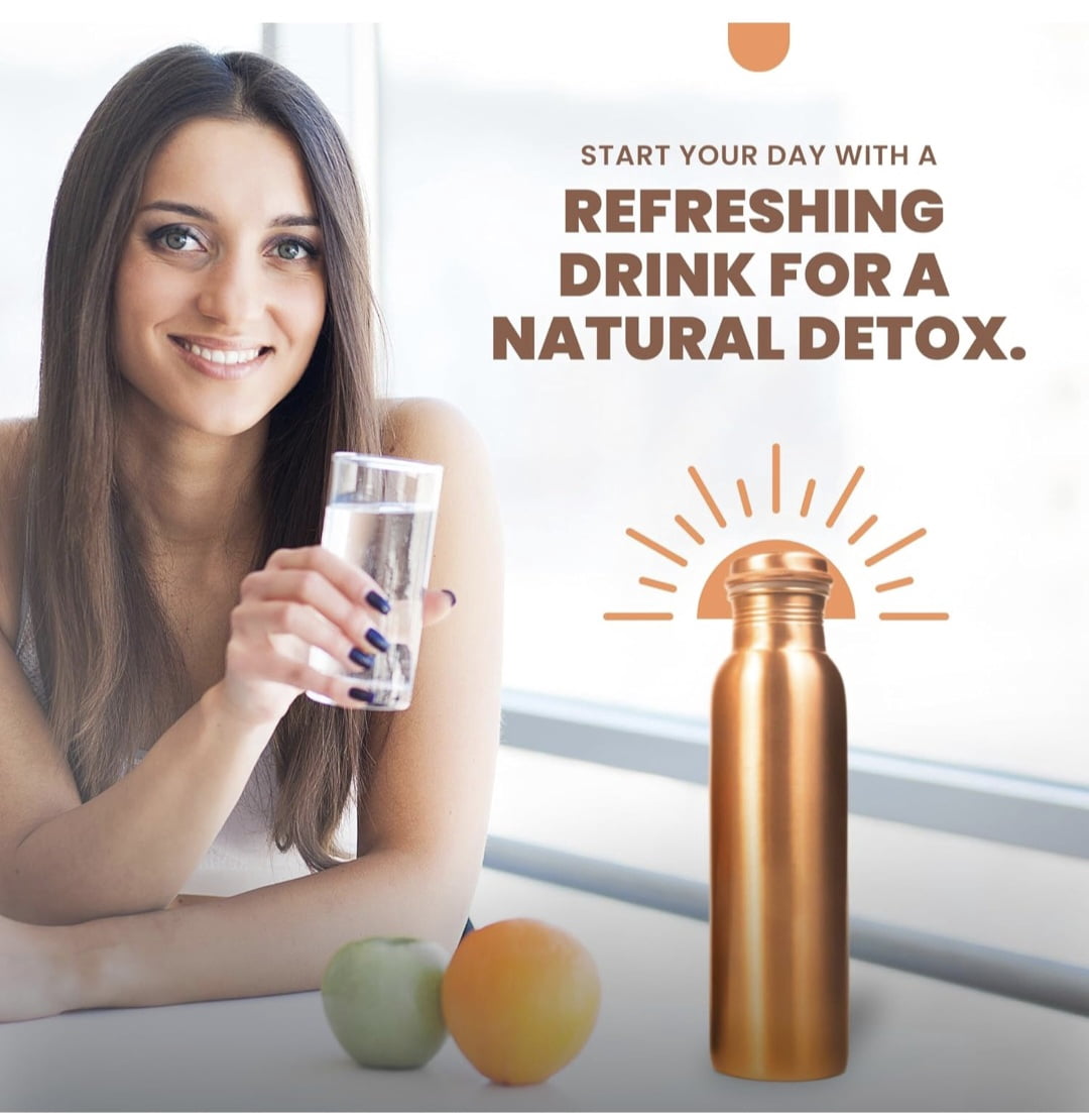 WellSip Copper Bottel | 100% Pure Copper Water Bottle 1000 ML