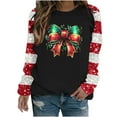 thumbnail image 4 of ZRGHAOYLQ Long Sleeve Sparkly Sequin Pullover Top Womens Christmas Bow Print Sweatshirt Christmas Crewneck Sweatshirts for Christmas Gifts Fall Winter Raglan Sleeve Christmas Holiday Shirts Tops, 4 of 5