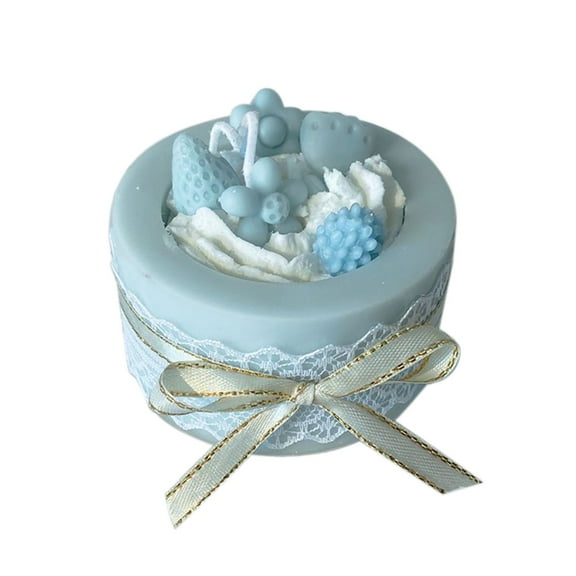 Btomtd Cupcake Shaped Aromatherapy Candles, Round Cake Soy Wax Candles for Holiday and Birthday Gifts, Decorative Scented Candle Ornament, 4.2 oz, Blue