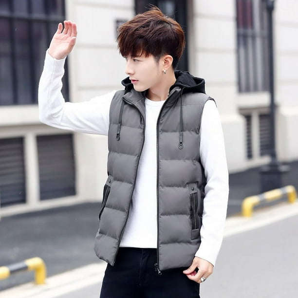 Chaleco para hombre, otoño e invierno, grueso, moderno, personalizado, estilo coreano, chaleco cálido, chaleco, chaqueta de plumas, chaqueta informal