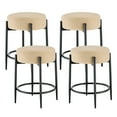 thumbnail image 3 of Nmkwnr Pack of 4 Modern Backless Chair with Metal Base, 23.6" Height Boucle Upholstered Bar Stools for Living Room, Dining Room, Beige, 3 of 6