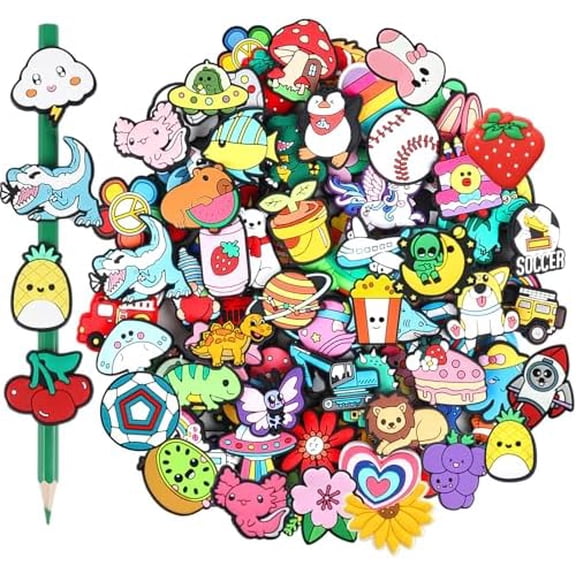 80pcs Cute Pencil Toppers,Pen Toppers Charms Decorations Clips Bulk Animal Pencil Buddies Huggers Classroom Prizes Rewards Gifts for Students$$Office
