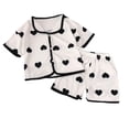 thumbnail image 6 of Bovxnpu Girls' Pajama Sets 2 Piece Lounge Sets Girls Loungewear Sets Short Sleeve Turn Down Collar Ice Silk Graphic Pajama Sets Summer 2 Piece Outfits, 6 of 6