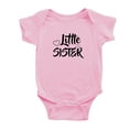 thumbnail image 3 of Twin Baby Newborn Baby Bodysuit Big Little Big Sister Infant Jumpsuit (Pink, 6-12M), 3 of 5