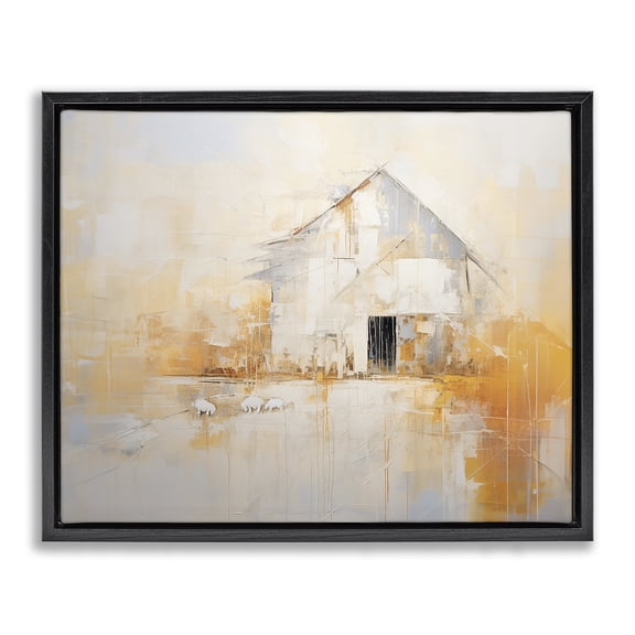 Stupell Industries Contemporary White Abstract Barn Black Floating Frame Canvas Art, 31 x 25, by Ramona Murdock