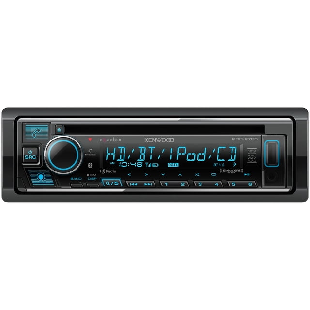 Receptor de CD Kenwood KDC-X705 Single DIN con Bluetooth, HD Radio