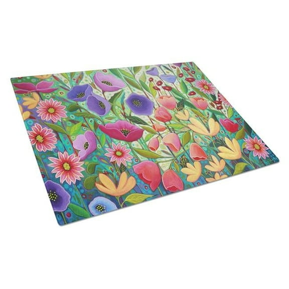 Enchanted Garden Flowers Glass Cutting Board - Large