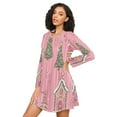 thumbnail image 3 of FORMRS Womens Long Sleeve Nightgowns Crew Neck Sleep Shirt Soft Pajamas Sizes S-3XL, Pink Gingerbread House, 3 of 8