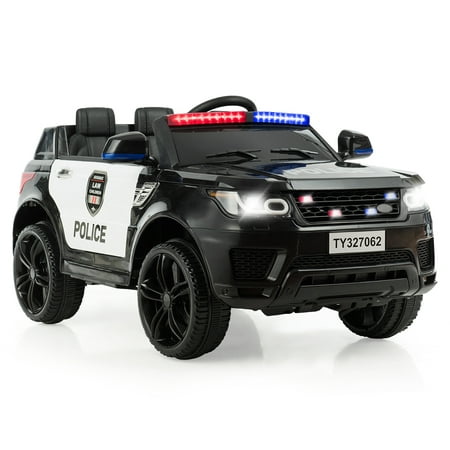 Costway Kids 12V Electric Ride On Car Police Car with Remote Control  Black