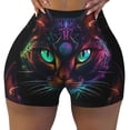 thumbnail image 2 of Fuzoiu Futuristic Cat Warrior Print Women's Workout Shorts,Workout Biker Shorts Women,Exercise Fitness Shorts,Scrunch Short, Athletic Shorts for Gym Yoga Running Sport Active-Small, 2 of 8