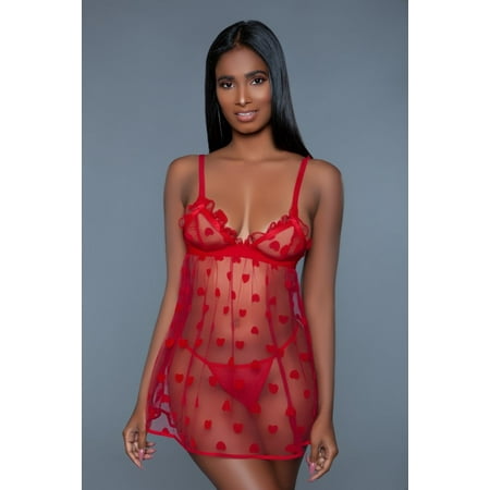 Valentine Mesh Babydoll Set