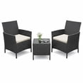 thumbnail image 6 of 3-Piece Rattan Patio Bistro Set, All-Weather PE Rattan Furniture with 2 Chairs & Coffee Table, Soft Cushions, Weather-Resistant for Balcony, Backyard, Porch, 6 of 10