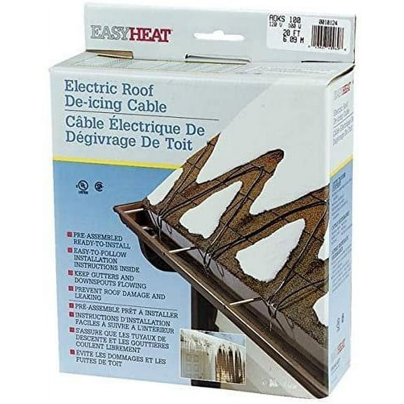 Easy Heat 20' 120V 5W Roof Shingle Down Spout Gutter De-Icing Cable ADKS100