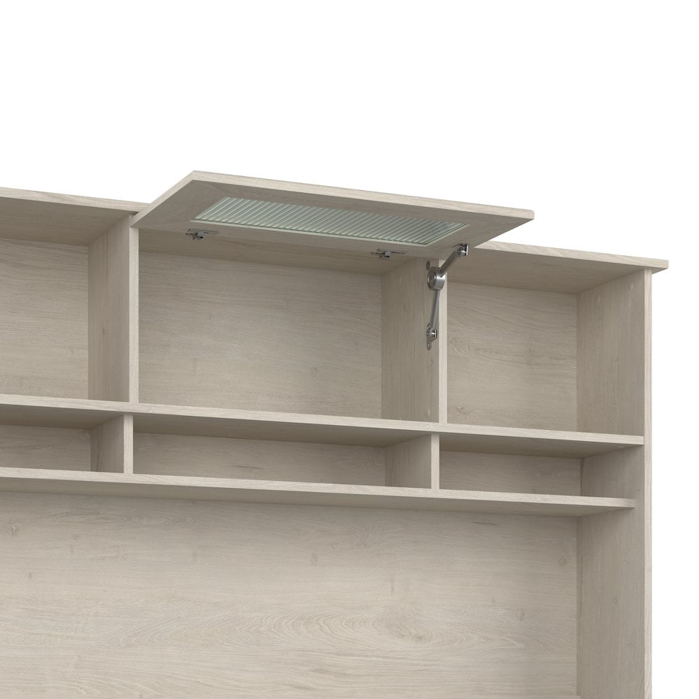 Bush Furniture Cabot L Shaped Desk with Hutch & Bookcase in Linen White Oak