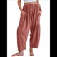 thumbnail image 1 of Pantalones Palazzo Harem Informales Holgados con Cordón para Mujer, para Verano, Playa, Viajes, Vacaciones, con Bolsillos. Naranja Rojo L, 1 of 6