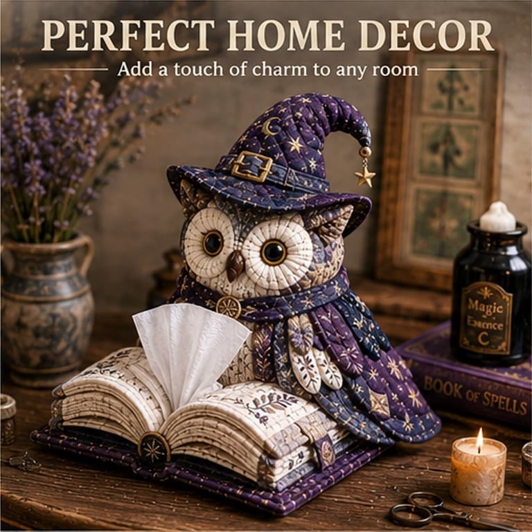 Owl Quilted Tissue Box Cover DIY Sewing Kit - Whimsical