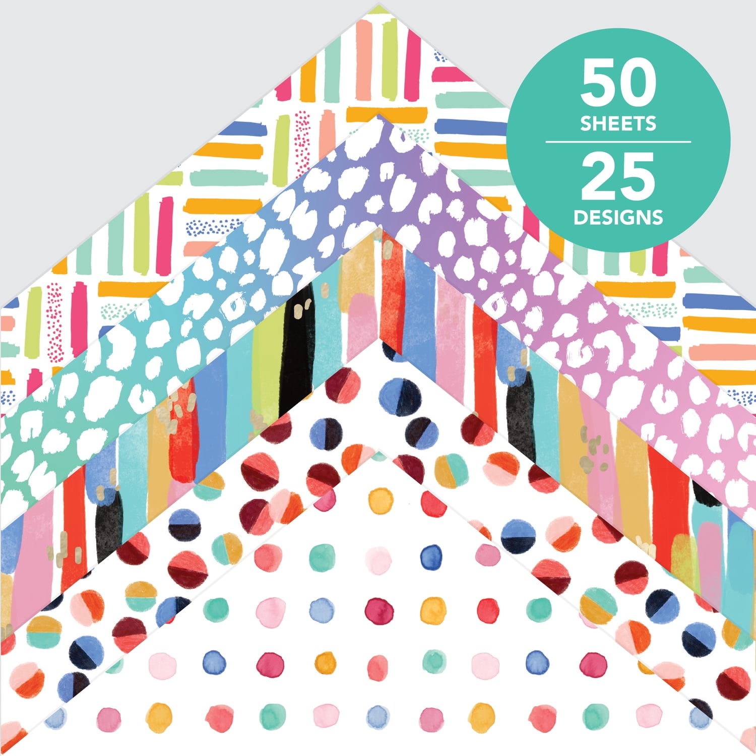 Roobee by Mara Mi Bold Multicolor Glitter Scrapbook Paper, 50 Sheets, 25 Designs