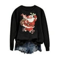 thumbnail image 4 of Lhked Women's Christmas Printed Round Neck Long Sleeved Top Loose Fitting Sweater Long Sleeve Tops Christmas Gifts,Black,XXXXXL, 4 of 4