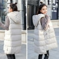 thumbnail image 5 of Htigea Long Puffer Vest for Women Quilted Hooded Sleeveless Jacket Fall Coats Casual Travel Outerwear with Pocket White L, 5 of 7