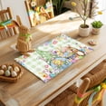 thumbnail image 4 of Easter Placemats Set of 8, Easter Gnomes Rabbits Tulip Flower Plants Green Plaid Heat Insulated Linen Place Mats, Washable Stain-Proof Table Mats for Dining Tables Holiday Decor 13x19 Inches, 4 of 9