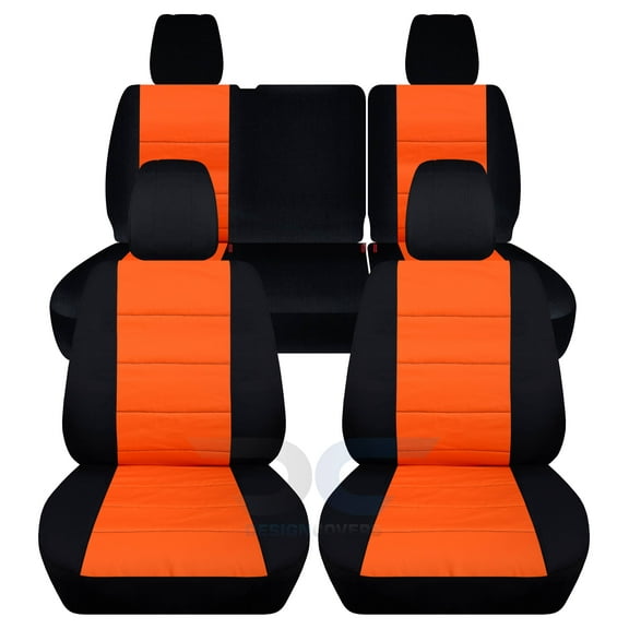 Fits 2013-2018 Jeep Wrangler JK 4Door Cotton Seat Covers:Black Orange-Fr&Rr Split Bench