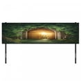 thumbnail image 3 of Fantasy Headboard, Sunbeams Through the Mysterious Half Opened Wooden Entrance with Greenery, Upholstered Decorative Metal Bed Headboard with Memory Foam, King Size, Green and Brown, by Ambesonne, 3 of 4